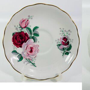 Royal  Vale made in England Pink & Red roses saucer.